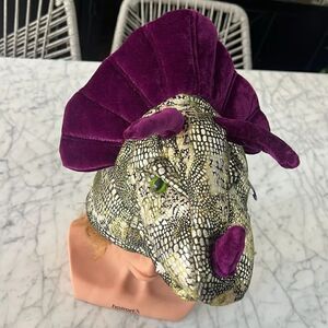 NWT Triceratops Dinosaur Costume Mask Head Stuffed Plush Horns Halloween
